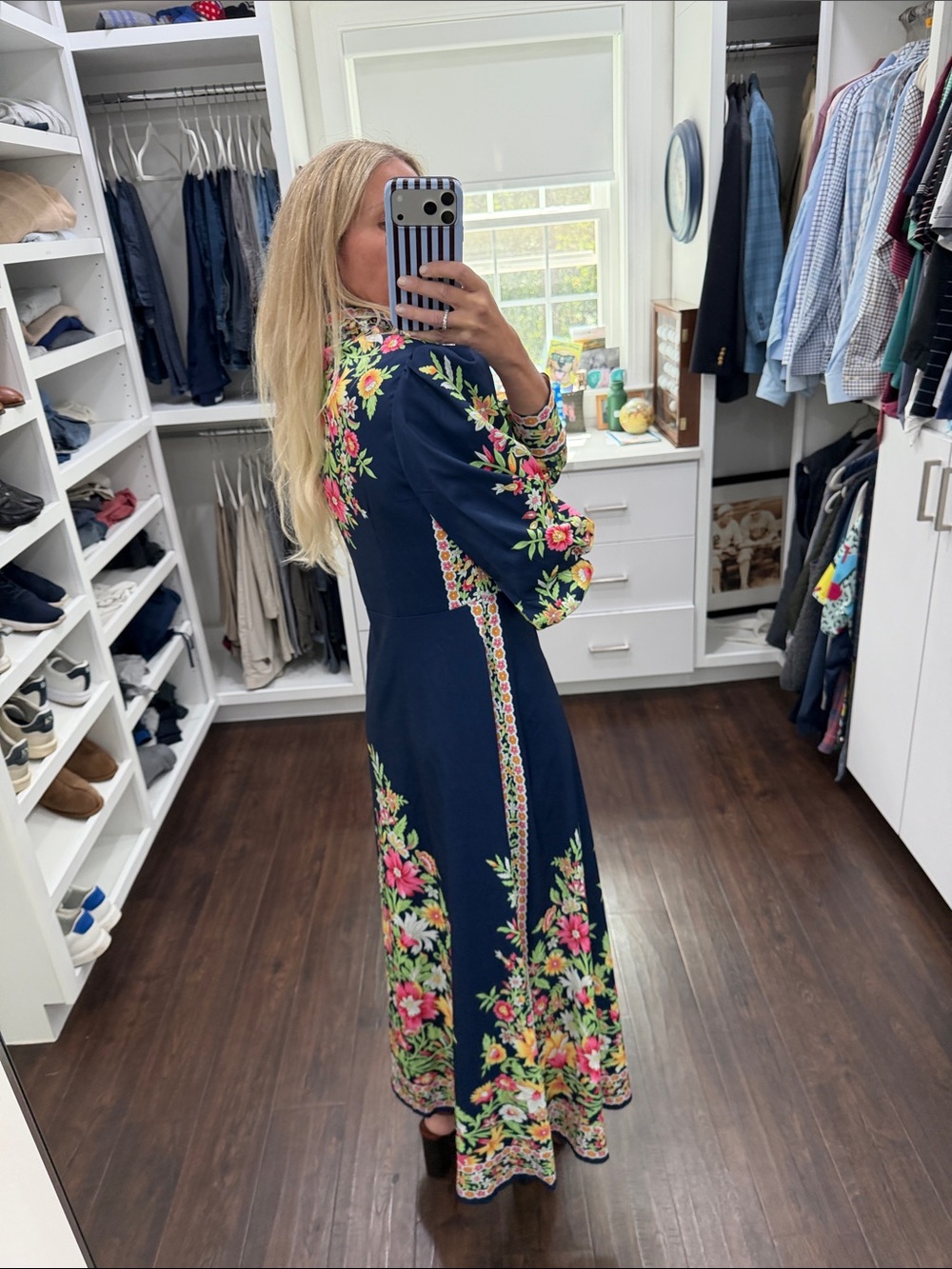 Amazon Floral Embroidered Navy Maxi Dress S - Picture 5 of 6